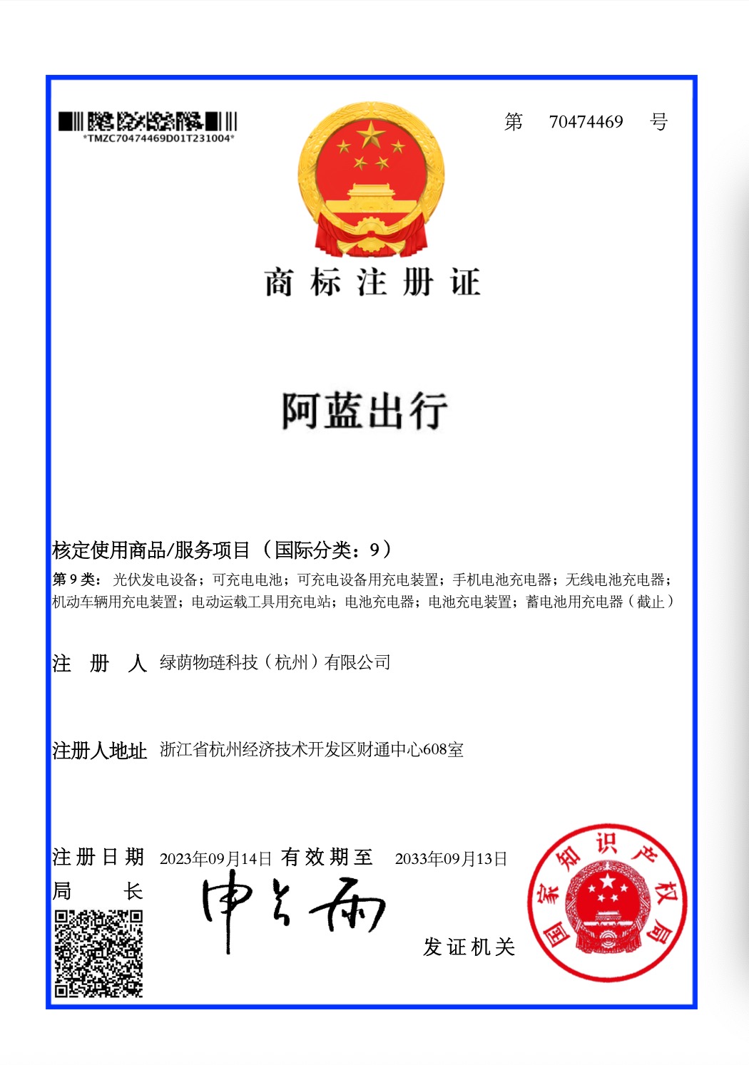 商标注册证